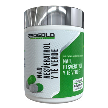 NAD, Resveratrol y 60 Cápsulas 750 mg c/u Red Gold Naturals