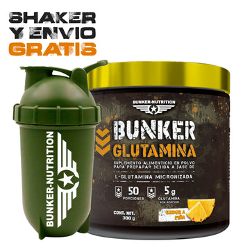 Glutamina Micronizada 50 serv. + SHAKER GRATIS Bunker Nutrition
