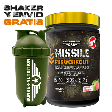 Missile Pre-Workout 30 Serv. + SHAKER GRATIS Bunker Nutrition