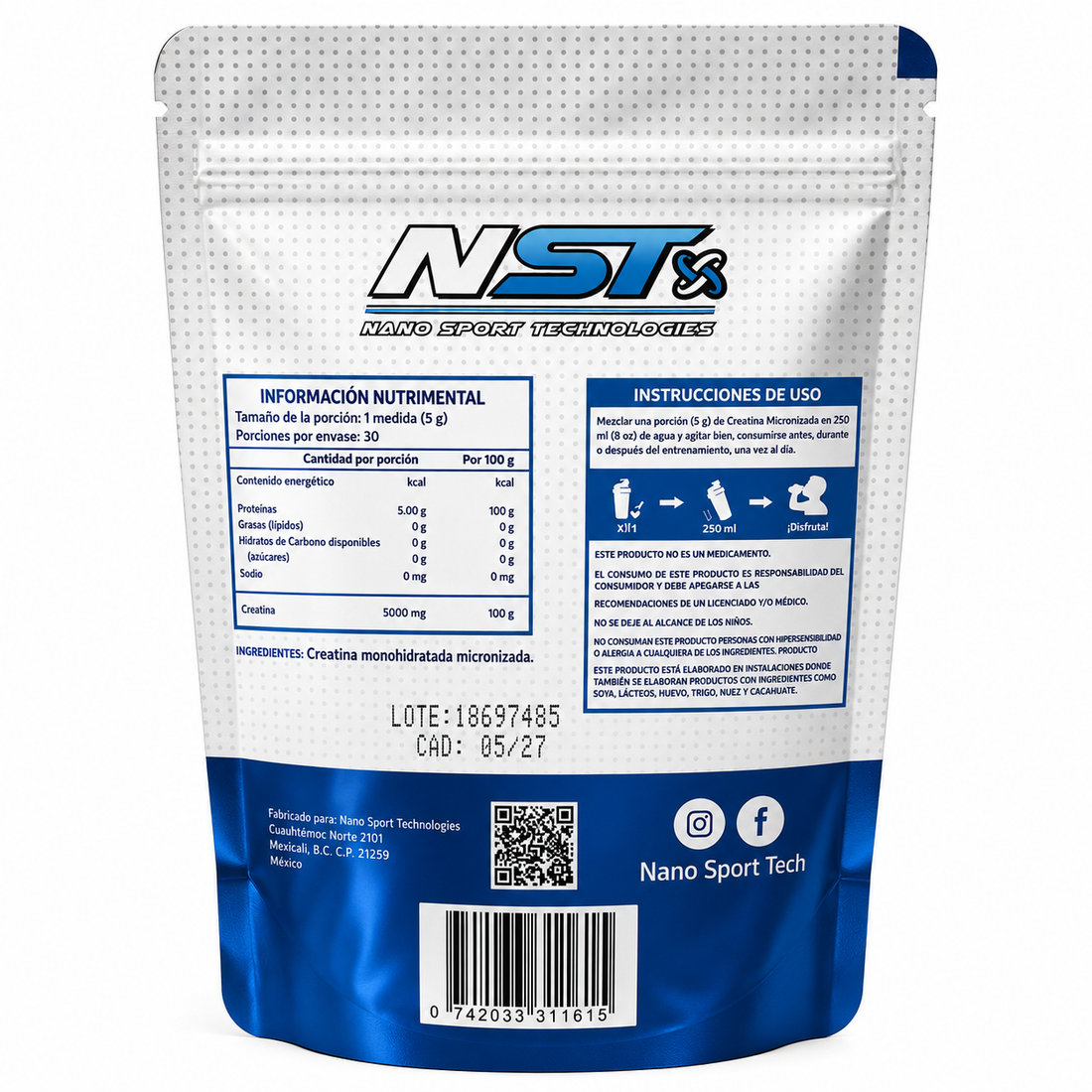 Creatina Monohidratada Micronizada Kreatin NST –  (100% Pura) 150 grs