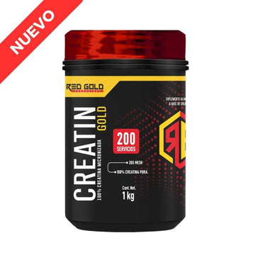 Creatina Gold (Creatina Micronizada 100% Pura), 1Kg, 200 Servicios – Red Gold