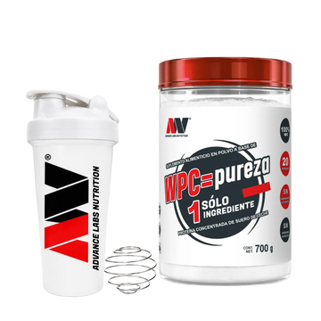 Proteína WPC = PUREZA Suero de leche Sin sabor 700g Advance Labs Nutrition + Shaker