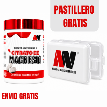 Citrato de Magnesio Descanso y Vitalidad Advance Labs Nutrition 90 Cápsulas + Pastillero Gratis