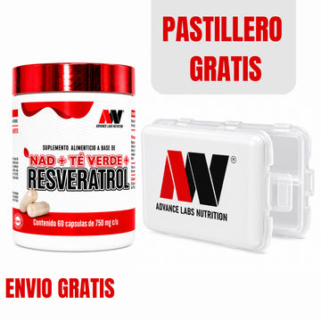 NAD Té Verde Resveratrol Bienestar y Longevidad Advance Labs Nutrition 60 Cápsulas + Pastillero Gratis