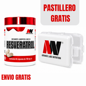 Resveratrol Antienvejecimiento y Longevidad Advance Labs Nutrition 60 Cápsulas + Pastillero Gratis