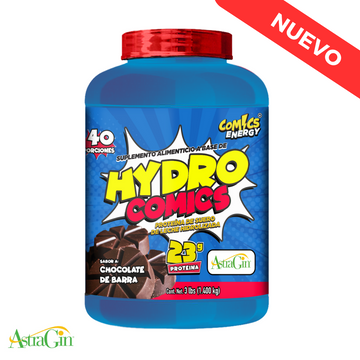 Hydro Comics Proteína de suero de leche hidrolizada, 23g proteína, 3 lbs, Comics Energy con Astragin®️