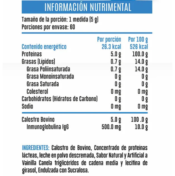 Calostro Bovino Advance Nutrition – Endulzado con Sucralosa (Cont. Net. 360 g)