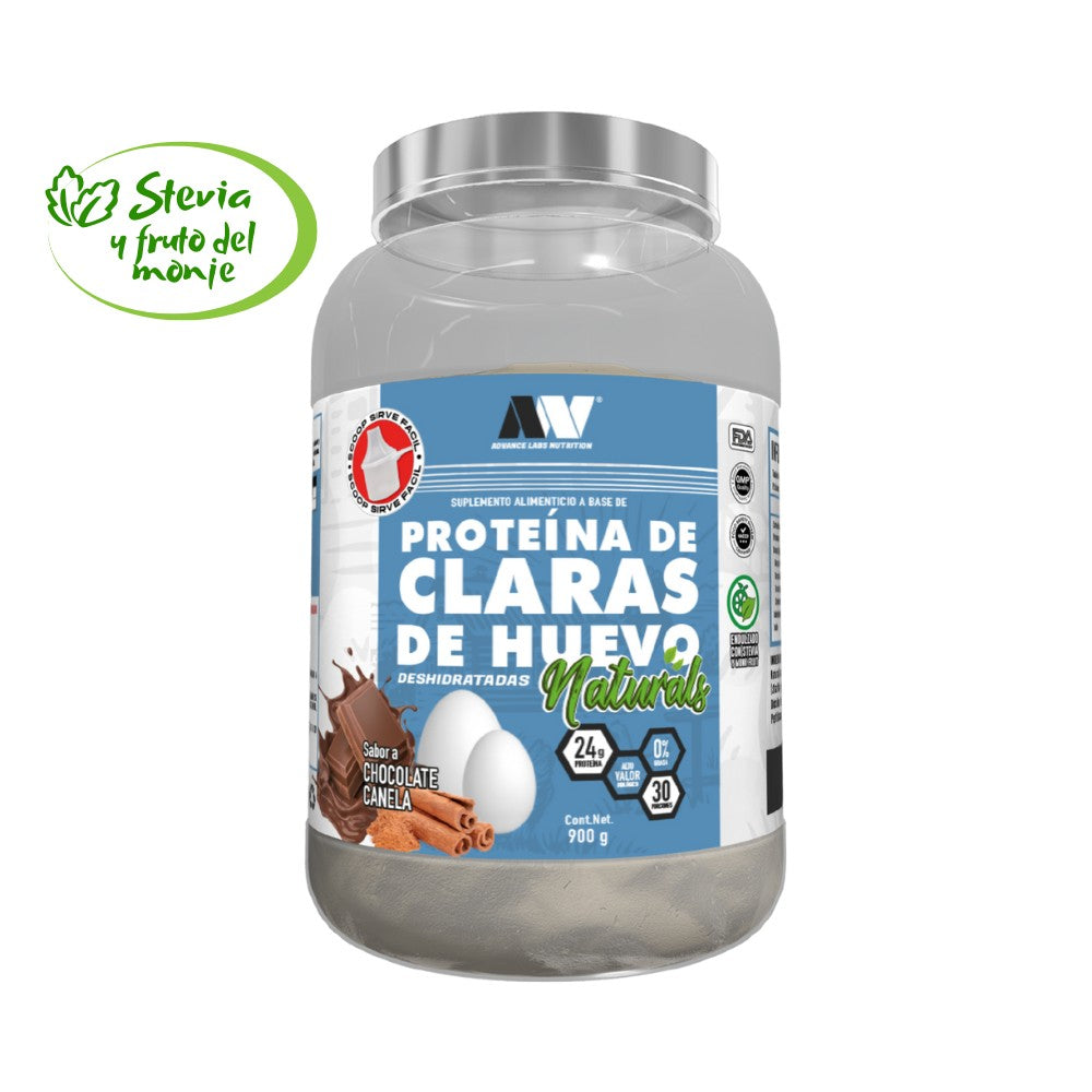 Proteína en polvo a base de Claras de Huevo deshidratadas versión naturals 900 grs STEVIA & FRUTO DEL MONJE