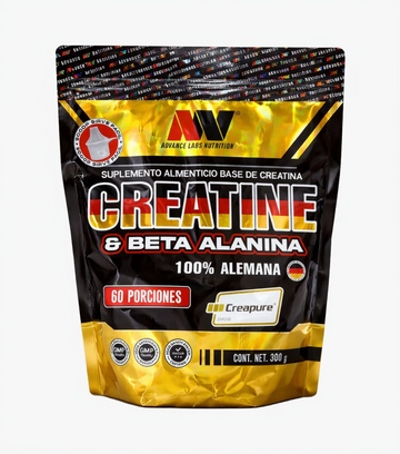 Creatina Creapure & Beta Alanina, 300g Sin Sabor 100% Alemana Advance Nutrition