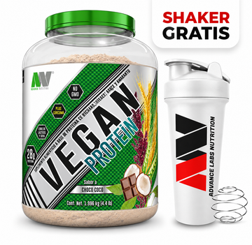 Vegan Protein + Shaker gratis  Advance Labs Nutrition Con Curcuma 4.4 Lbs