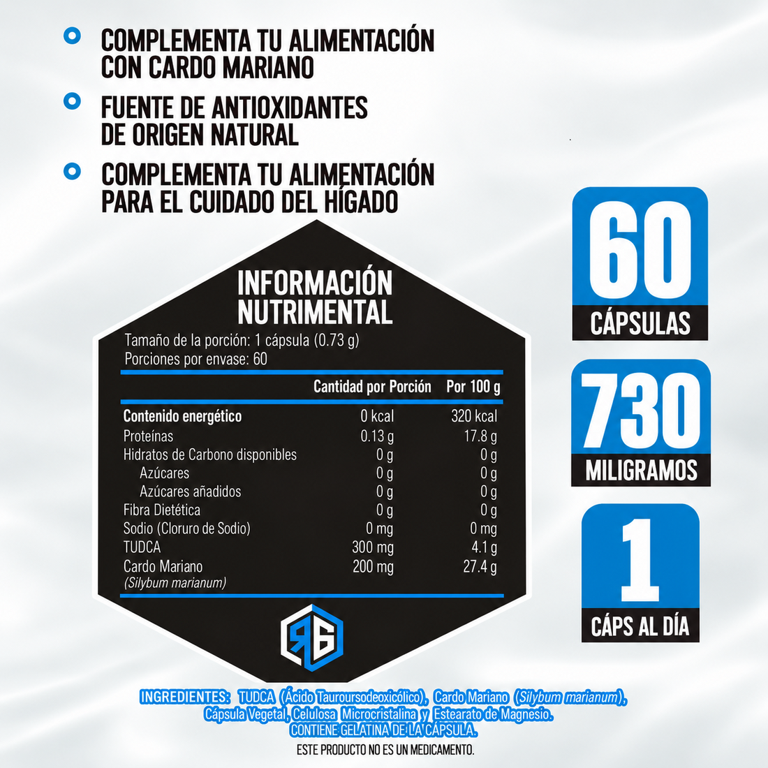 Tudca 60 Cápsulas 730 mg c/u Red Gold Naturals