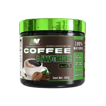Coffee & Adaptógenos 100% Natural, con Melena de León, Reishi y Cordyceps (150 g)