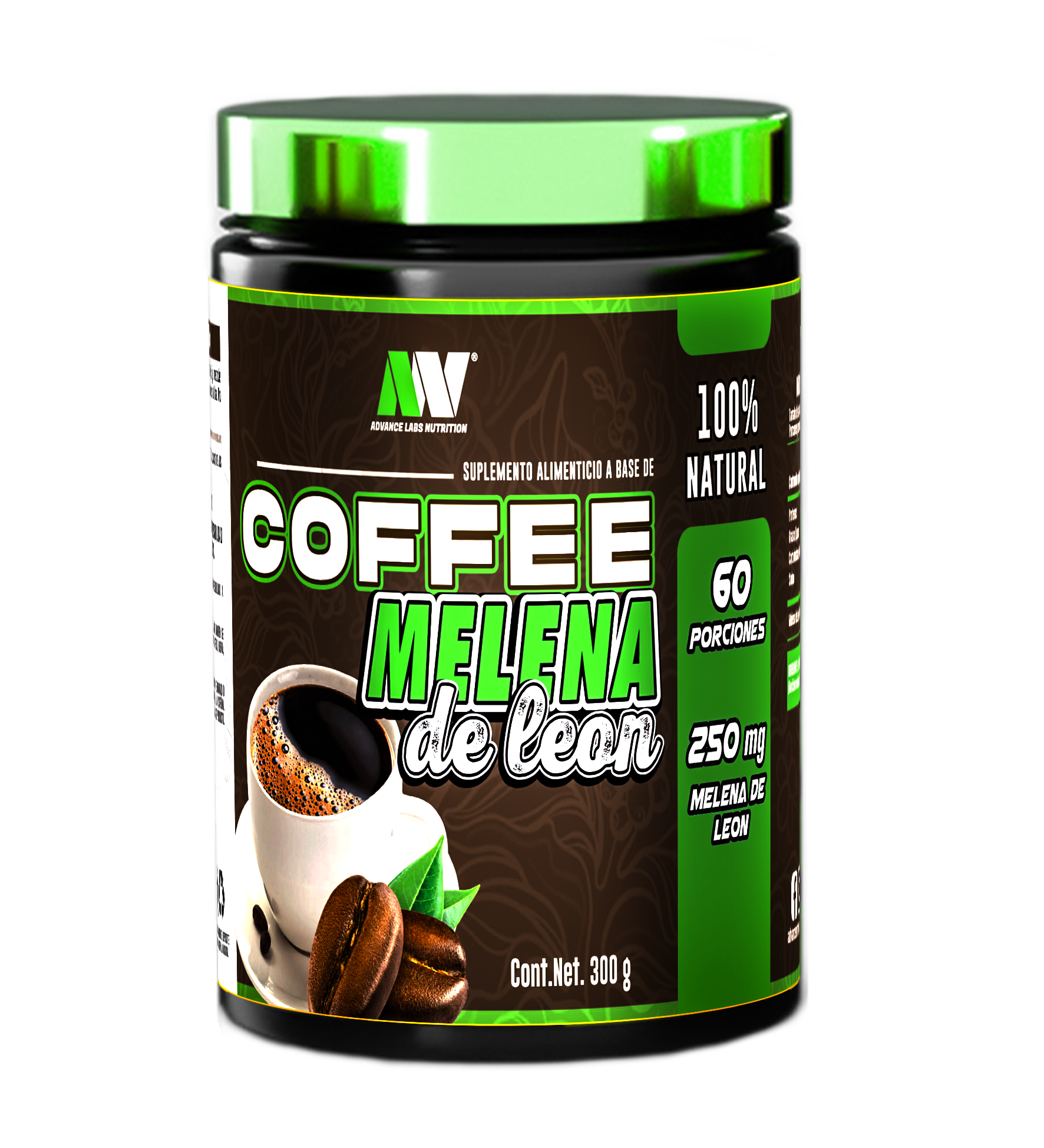 Coffee Melena de Leon  300 g /60 Serv. Advance Labs Nutrition