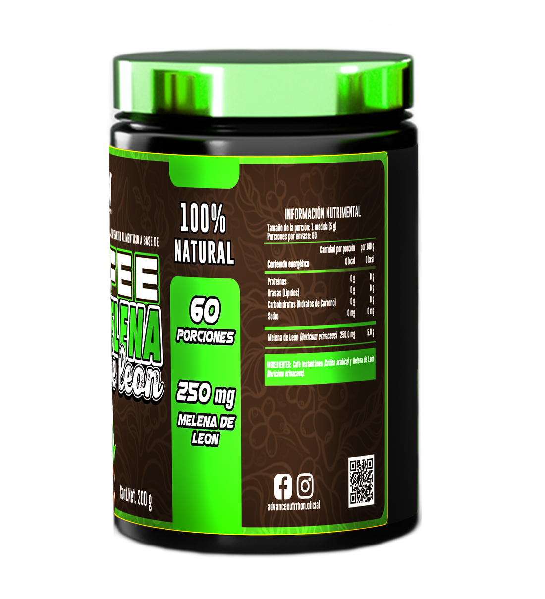 Coffee Melena de Leon  300 g /60 Serv. Advance Labs Nutrition