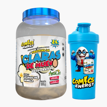 Proteína claras de huevo con ingrediente patentado Astragin®️ 900g, + shaker - Comics Energy