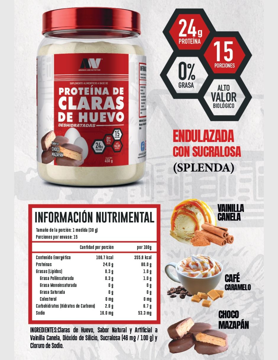 Proteína de Claras de Huevo Deshidratadas Sabor Vainilla canela (450 g)
