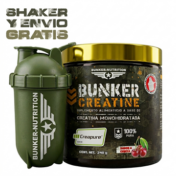 Creatina con Creapure ®️ 100% pura + SHAKER GRATIS Bunker Nutrition