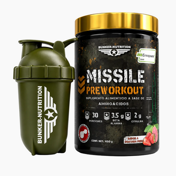 Missile Pre-workout con Creapure®️ Sabor Fresa-Guayaba + SHAKER GRATIS Bunker Nutrition
