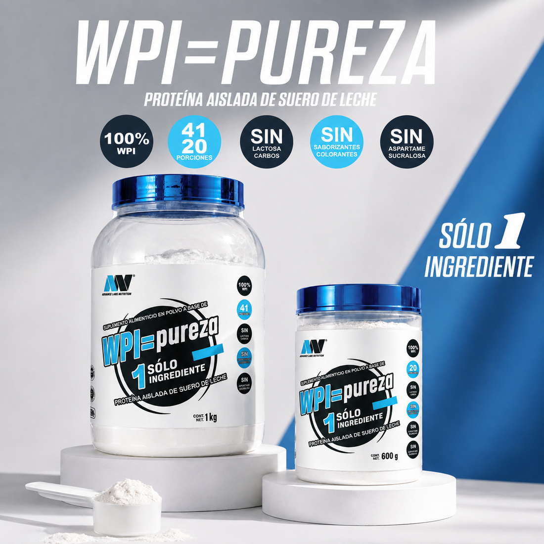 Proteína Pureza Aislado de suero de leche Advance Labs Nutrition Sin sabor 600 g