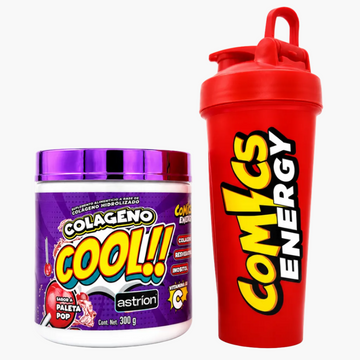 Colágeno Cool Hidrolizado con Astrion, Resveratrol e Inositol Sabor Paleta Pop + SHAKER – 30 Servicios Comics Energy