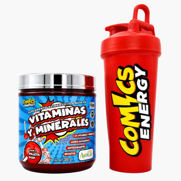 Vitaminas y Minerales con AstraGin, Inositol y Ácido Alfa Lipoico + SHAKER – 30 Servicios Comics Energy