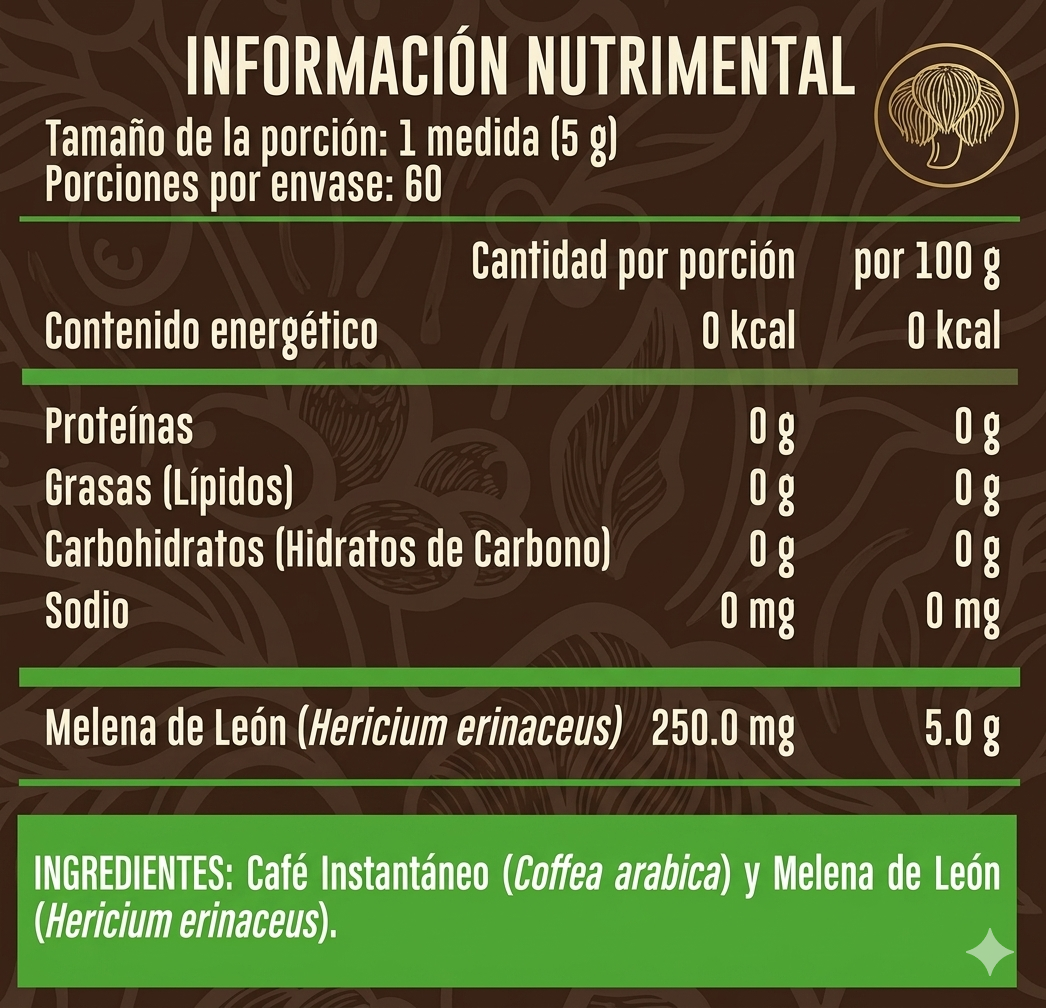 Coffee Melena de León Advance Nutrition – 100% Natural (60 Porciones)