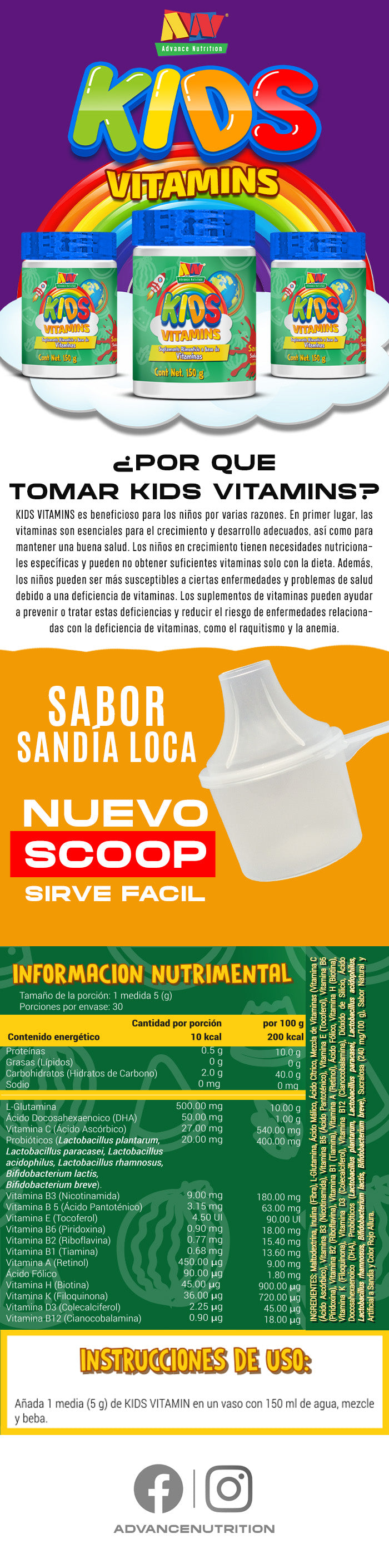 Kids Vitamina Sandia, Advance Nutrition