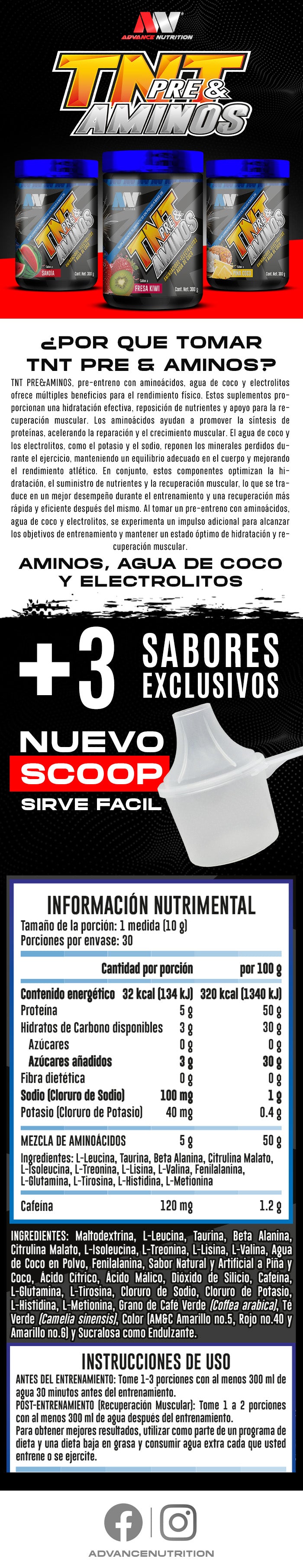 Tnt Pre & Amino 30 Servicio (Pre Entreno + Aminoácidos) – Advance Nutrition