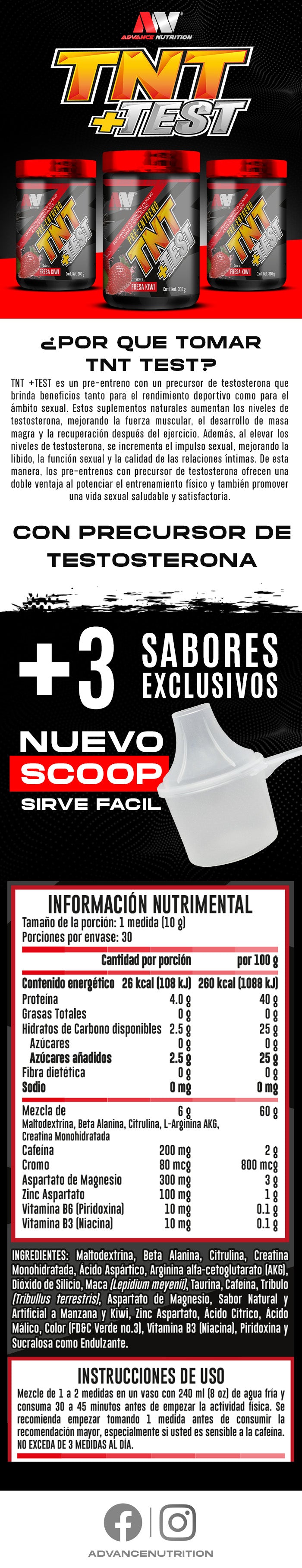 Tnt Test 30 Servicios. (Pre Entreno + Precursor De Testo) – Advance Nutrition