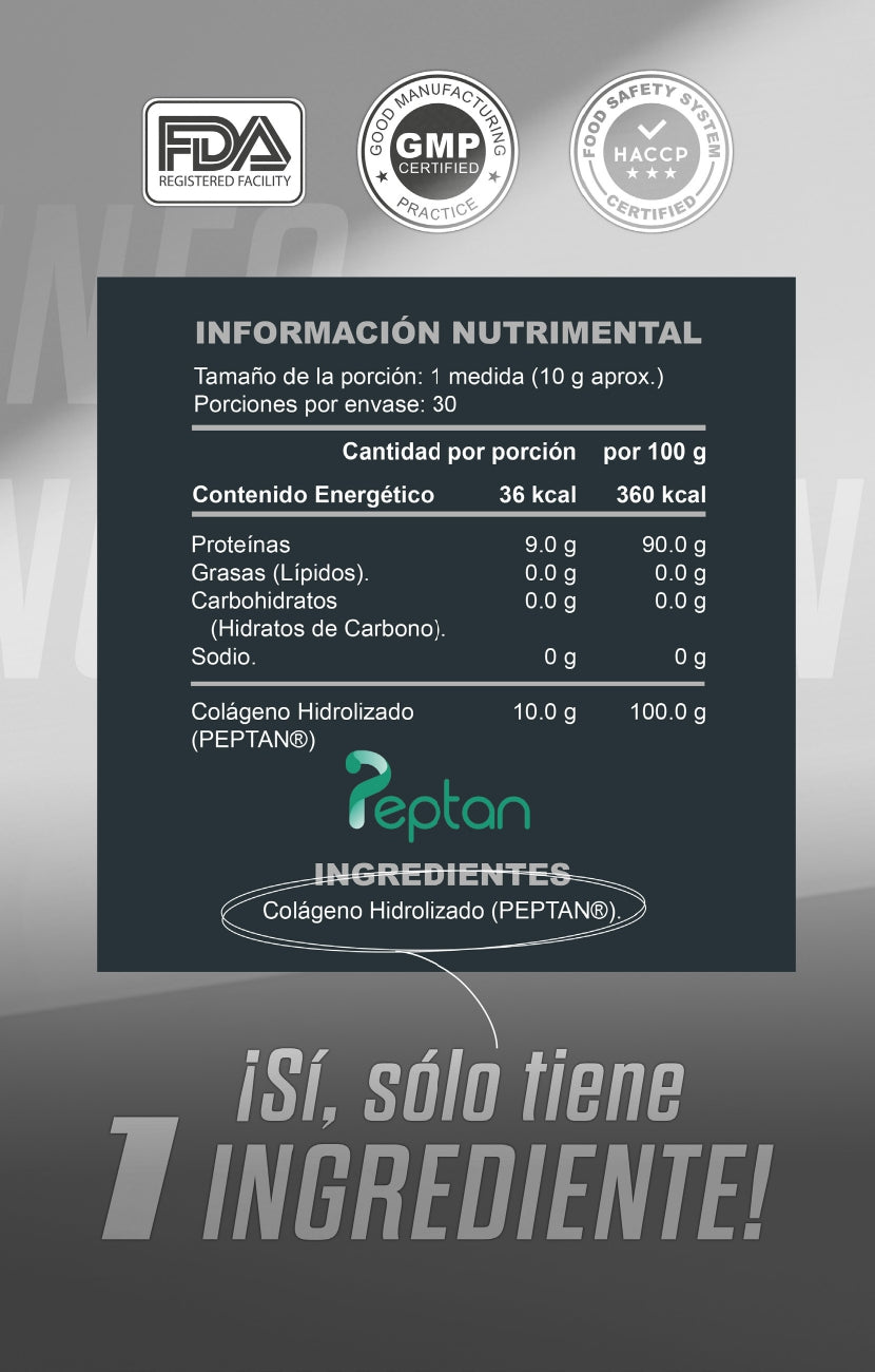 Colágeno Hidrolizado Pureza PEPTAN 1 AAdvance Labs Nutrition Solo Ingrediente Sin sabor (300 g)