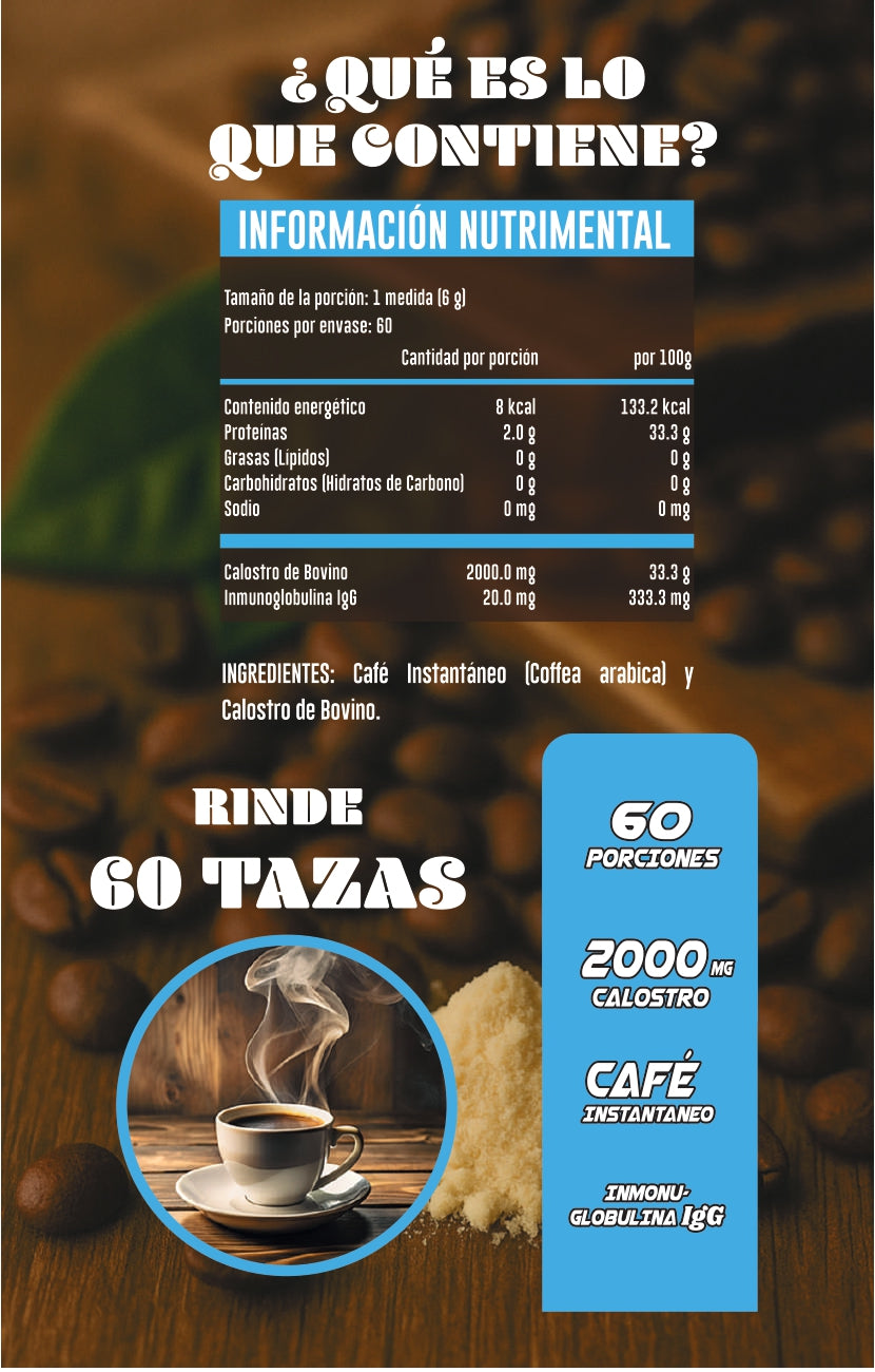 Coffee Calostro Bovino 300 G 60 tazas. Advance Labs Nutrition