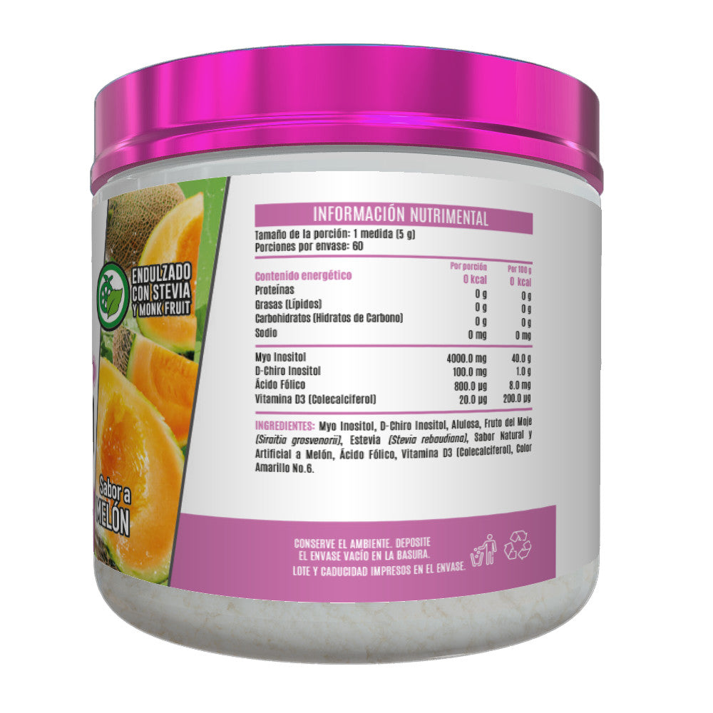 Myo & D-Chiro Inositol Naturals Sabor Melón 300 Gr/30 Serv. (Stevia/Fruto Del Monje)