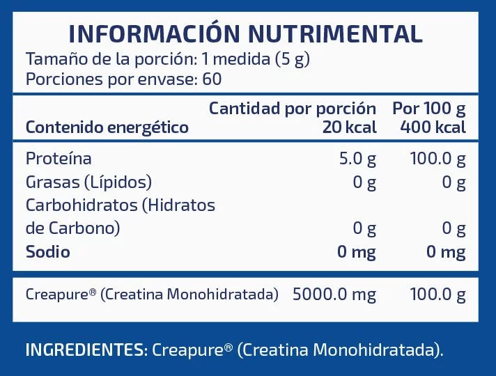 Creatina XS Monohidratada con Creapure ®️ 60 Serv. NST