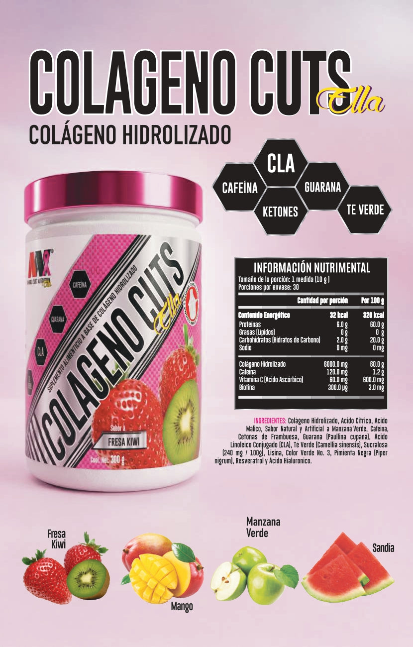 Colágeno Hidrolizado con CLA, Cafeína, Cetonas y Té Verde Colageno Cuts Ella (30 Porciones) – Advance Labs Nutrition
