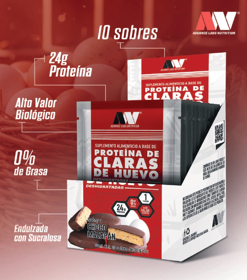 Proteína de Claras de Huevo, Choco Mazapán (10 sobres 30 g c/u)