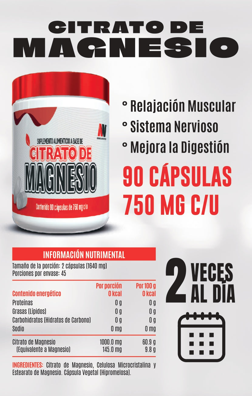 Citrato de Magnesio Descanso y Vitalidad Advance Labs Nutrition 90 Cápsulas + Pastillero Gratis
