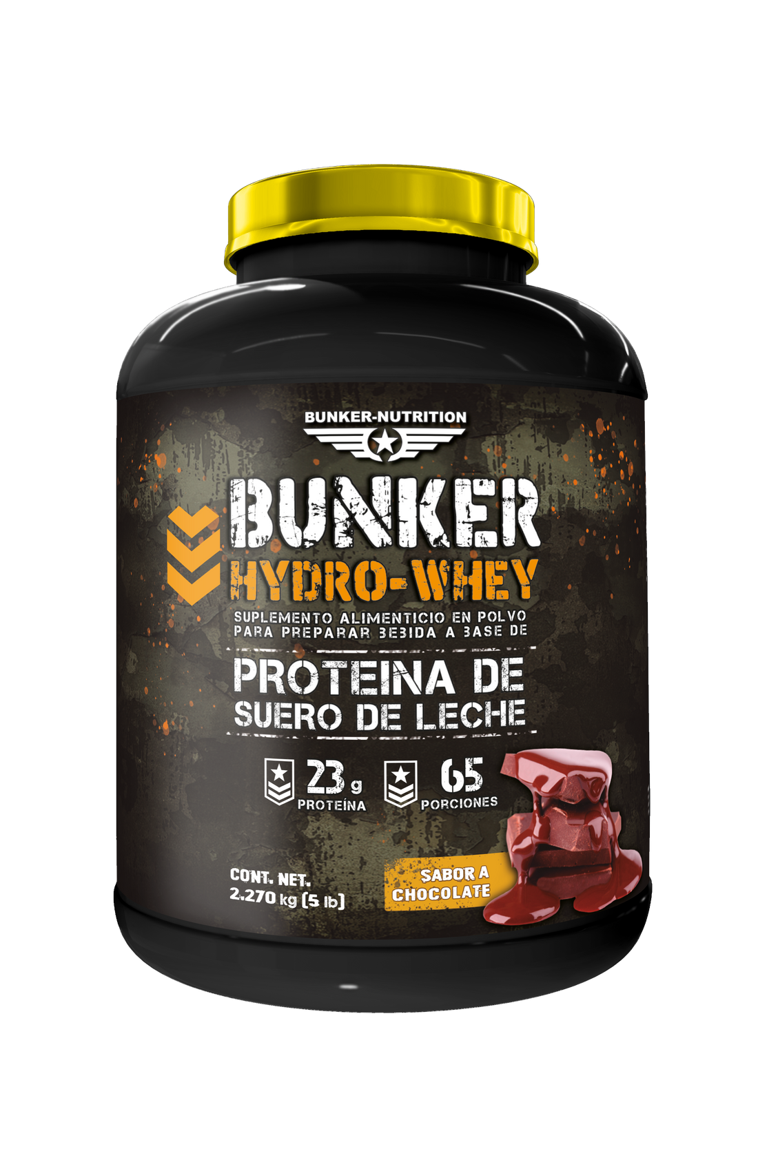 Hydro-whey Protein Sabor Chocolate 5 Lbs 65 Servicios. + SHAKER GRATIS Bunker Nutrition