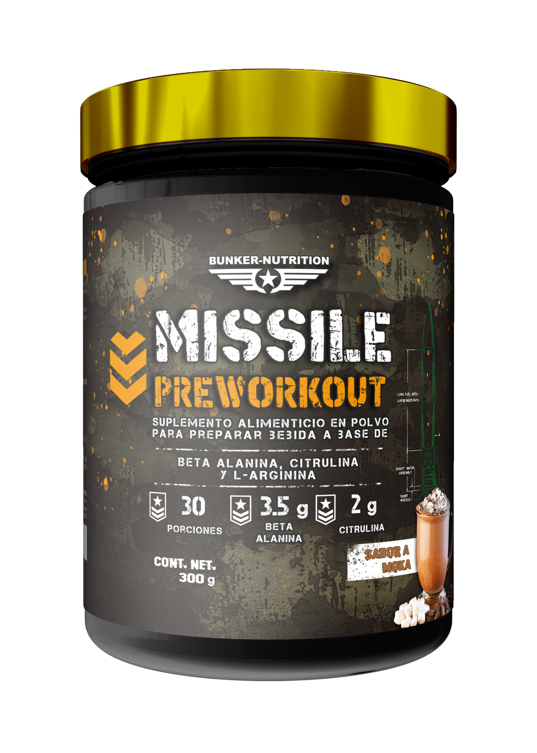 Missile Pre-Workout 30 Serv. + SHAKER GRATIS Bunker Nutrition