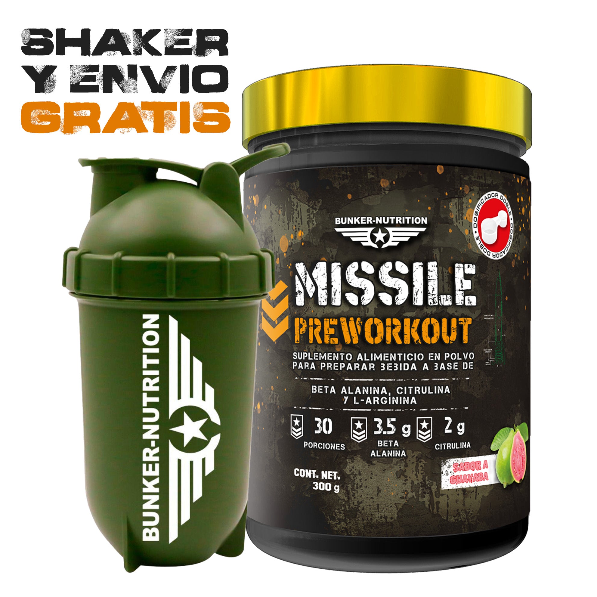 Missile Pre-Workout 30 Serv. + SHAKER GRATIS Bunker Nutrition