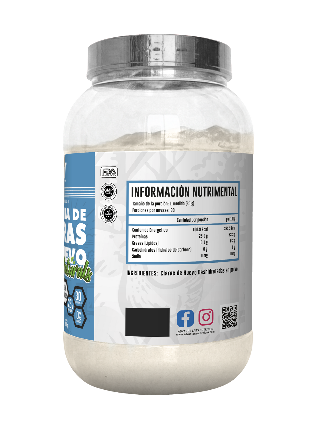 Proteína en polvo a base de claras de huevo deshidratadas versión Naturals SIN SABOR + Shaker 900 grs