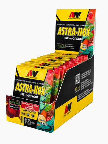Preentreno Astra-Nox Caja con 20 sobres Advance Nutrition Sabor Gomitas